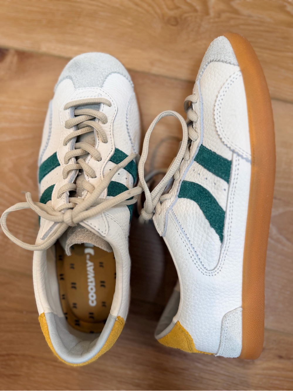 Coolway Goal Men’s Sneakers White Green Mustard Gum Sole Size 6 EU 40